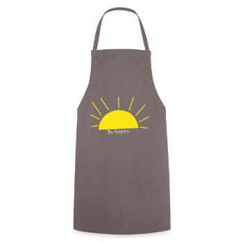 Be happy - Kochschürze - Grau - Vorne - AI Model Male 185 dark (185cm)
