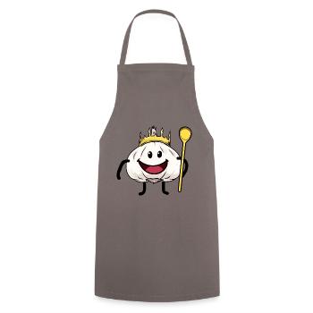 König Knoblauch kochen Küche gesund lecker - Kochschürze - Grau - Vorne - AI Model Male 185 dark (185cm)