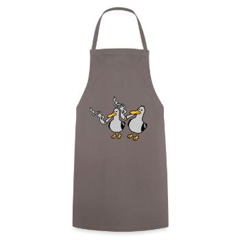 2 Stoner Seagull Friends - Cooking Apron - grey - Front - AI Model Male 185 dark (185cm)