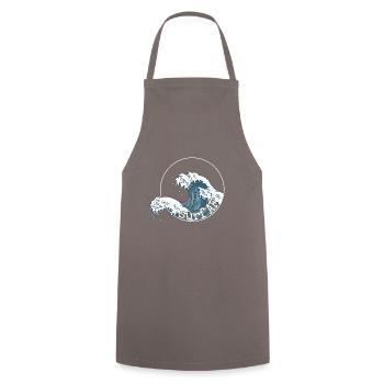 Surf AF Surfer on the Japanese wave - Cooking Apron - grey - Front - AI Model Male 185 dark (185cm)