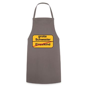 große Schwester - Kochschürze - Grau - Vorne - AI Model Male 185 dark (185cm)
