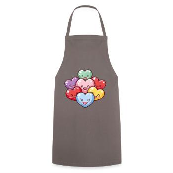 Bunte Herzen Gruppe LIebe - Kochschürze - Grau - Vorne - AI Model Male 185 dark (185cm)