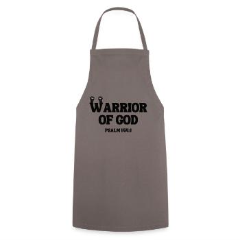 Warrior of God – Psalm 144:1 - Cooking Apron - grey - Front - AI Model Male 185 dark (185cm)