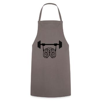 brain brain bar weight training - Cooking Apron - grey - Front - AI Model Male 185 dark (185cm)