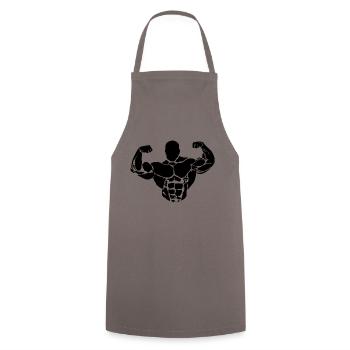 Bodybuilding - Kochschürze - Grau - Vorne - AI Model Male 185 dark (185cm)