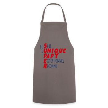 Papy Unique Exceptionnel C'est Mon Papi Le Seul - Tablier de cuisine - gris - Devant - AI Model Male 185 dark (185cm)