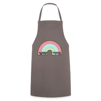 Regenbogen Pastellfarben Pastell Schriftzug - Kochschürze - Grau - Vorne - AI Model Male 185 dark (185cm)