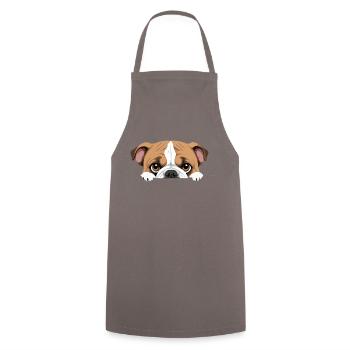 Bouledogue anglais Coup d’œil mignon Adorable Drôle Animal - Tablier de cuisine - gris - Devant - AI Model Male 185 dark (185cm)