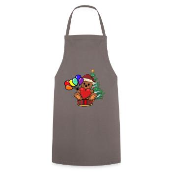 LGBT Teddy Santa Santa Claus Bear - Cooking Apron - grey - Front - AI Model Male 185 dark (185cm)