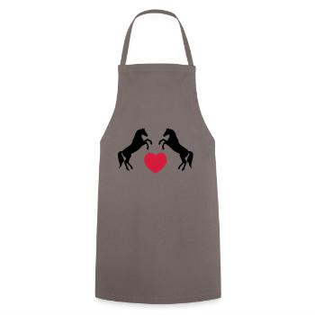 Two wild horses with heart - this design lets you - Cooking Apron - grey - Front - AI Model Male 185 dark (185cm)
