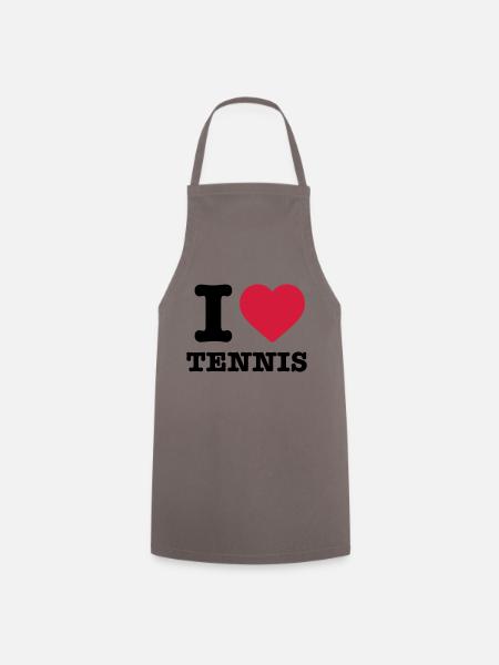 I love Tennis Herz Sport Ball Schläger Spieler - Kochschürze - Grau