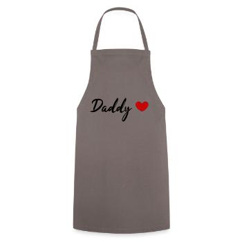 Papa au cœur rouge - Tablier de cuisine - gris - Devant - AI Model Male 185 dark (185cm)
