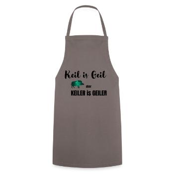 Keil is Geil - Kochschürze - Grau - Vorne - AI Model Male 185 dark (185cm)