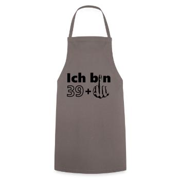 ich bin 39 + - Kochschürze - Grau - Vorne - AI Model Male 185 dark (185cm)