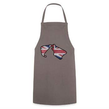 Großbritannien Rennstrecke mit Flagge - Kochschürze - Grau - Vorne - AI Model Male 185 dark (185cm)
