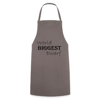 World's largest dwarf - lettering - Cooking Apron - grey - Front - AI Model Male 185 dark (185cm)