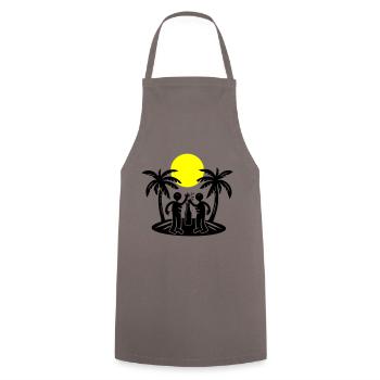 Boire à la fête sur la plage de l’île - Tablier de cuisine - gris - Devant - AI Model Male 185 dark (185cm)
