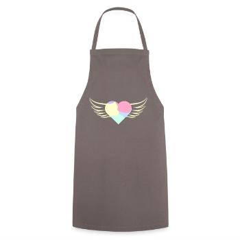 Pastel Heart with Wings - ApriNoeScor - Cooking Apron - grey - Front - AI Model Male 185 dark (185cm)
