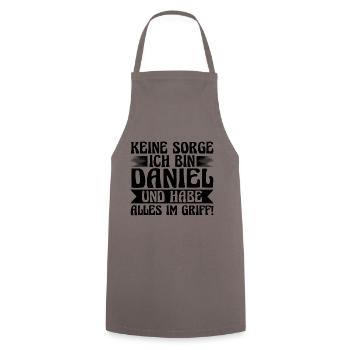 Prénom Daniel - Tablier de cuisine - gris - Devant - AI Model Male 185 dark (185cm)