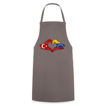 Türkiye Venezuela Flag Hands Heart Shape used - Cooking Apron - grey - Front - AI Model Male 185 dark (185cm)