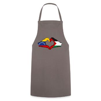 Venezuela Palestine drapeau mains forme de coeur - Tablier de cuisine - gris - Devant - AI Model Male 185 dark (185cm)