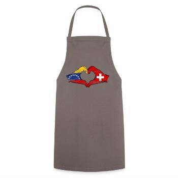 Venezuela Suisse Drapeau Mains Coeur Forme Utilisé - Tablier de cuisine - gris - Devant - AI Model Male 185 dark (185cm)