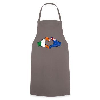 Irlande Nouvelle-Zélande drapeau mains forme coeur utilisé - Tablier de cuisine - gris - Devant - AI Model Male 185 dark (185cm)