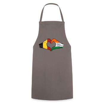 Belgium India flag hands heart shape used - Cooking Apron - grey - Front - AI Model Male 185 dark (185cm)
