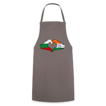 Bulgarie Inde Drapeau Mains Coeur Forme Utilisé - Tablier de cuisine - gris - Devant - AI Model Male 185 dark (185cm)