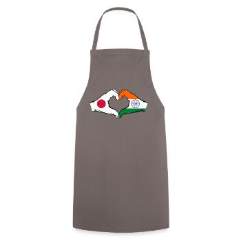 Japan India Flag Hands Heart Shape - Cooking Apron - grey - Front - AI Model Male 185 dark (185cm)