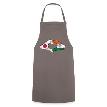 Japan India Flag Hands Heart Shape Used - Cooking Apron - grey - Front - AI Model Male 185 dark (185cm)