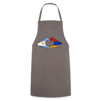 Argentina Armenia Flag Hands Heart Shape Used - Cooking Apron - grey - Front - AI Model Male 185 dark (185cm)