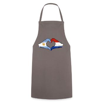 Argentine Hollande Drapeau Mains Coeur Forme Utilisé - Tablier de cuisine - gris - Devant - AI Model Male 185 dark (185cm)