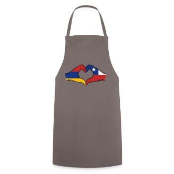 Arménie Chili Drapeau Mains Coeur Forme - Tablier de cuisine - gris - Devant - AI Model Male 185 dark (185cm)