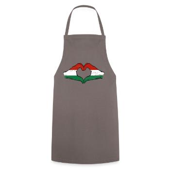 Drapeau de la Hongrie Mains Coeur Forme Utilisé - Tablier de cuisine - gris - Devant - AI Model Male 185 dark (185cm)