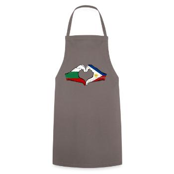 Bulgarie Philippines Drapeau Mains Coeur Forme Utilisé - Tablier de cuisine - gris - Devant - AI Model Male 185 dark (185cm)