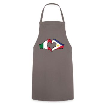 Italien Philippinen Flagge Hände Herzform - Kochschürze - Grau - Vorne - AI Model Male 185 dark (185cm)