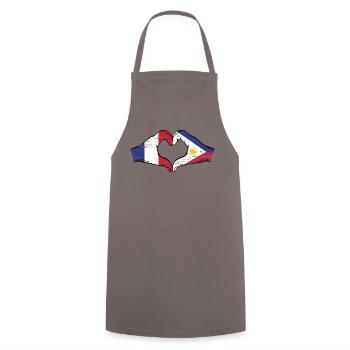 France Philippines Flag Hands Heart Shape Used - Cooking Apron - grey - Front - AI Model Male 185 dark (185cm)