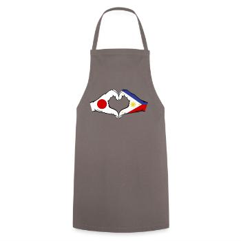 Japan Philippinen Flagge Hände Herzform - Kochschürze - Grau - Vorne - AI Model Male 185 dark (185cm)