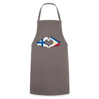Finlande Philippines Drapeau Mains Coeur Forme - Tablier de cuisine - gris - Devant - AI Model Male 185 dark (185cm)