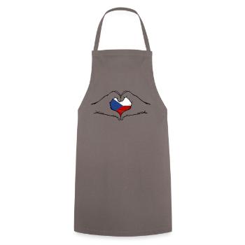 Czech Republic Flag Hands Heart Shape Used - Cooking Apron - grey - Front - AI Model Male 185 dark (185cm)