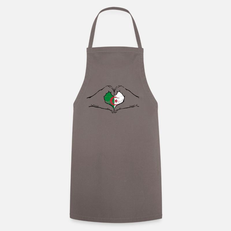 Drapeau de l’Algérie mains forme coeur utilisé - Tablier de cuisine - gris