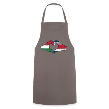 Hongrie Costa Rica drapeau mains forme de coeur utilisé - Tablier de cuisine - gris - Devant - AI Model Male 185 dark (185cm)