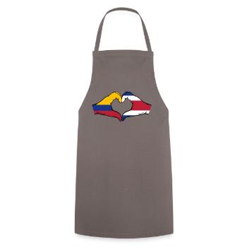 Colombie Costa Rica Drapeau Mains Coeur Forme - Tablier de cuisine - gris - Devant - AI Model Male 185 dark (185cm)