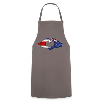 Costa Rica Nouvelle-Zélande drapeau mains forme coeur utilisé - Tablier de cuisine - gris - Devant - AI Model Male 185 dark (185cm)