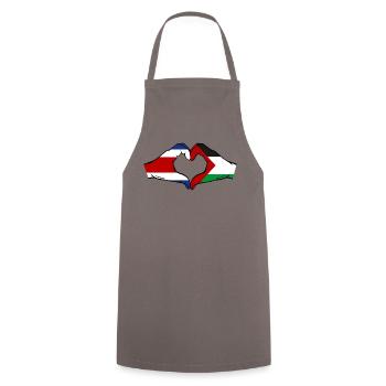 Costa Rica Palestine Flag Hands Heart Shape - Cooking Apron - grey - Front - AI Model Male 185 dark (185cm)