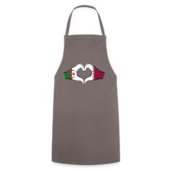 Algerien Katar Flagge Hände Herzform - Kochschürze - Grau - Vorne - AI Model Male 185 dark (185cm)