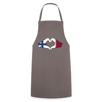 Finlande Qatar drapeau mains forme coeur - Tablier de cuisine - gris - Devant - AI Model Male 185 dark (185cm)