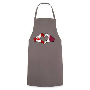 Drapeau du Canada Qatar mains forme de coeur utilisé - Tablier de cuisine - gris - Devant - AI Model Male 185 dark (185cm)