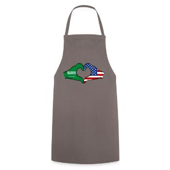 Saudi Arabia USA Flag Hands Heart Shape - Cooking Apron - grey - Front - AI Model Male 185 dark (185cm)